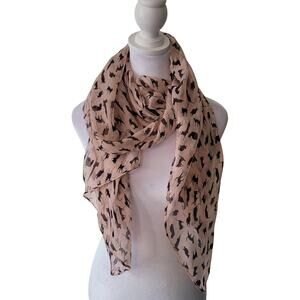 Little Cats Size OS Cat Print Sheer‎ Scarf Pink Black Chiffon